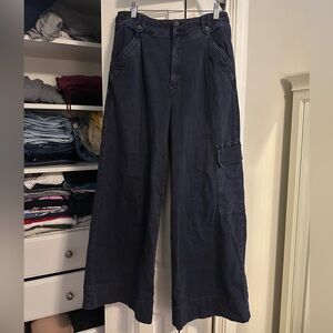 Anthropologie Navy Wide Leg Pants